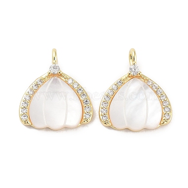 Real 18K Gold Plated White Shell Shape Brass+Cubic Zirconia+Shell Pendants