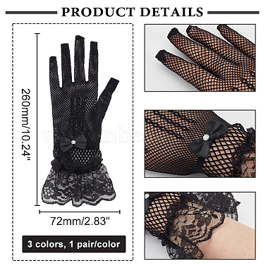3 Pairs 3 Color Flower Pattern Lace Gloves(AJEW-GA0006-17)-2