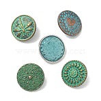 Tibetan Style Alloy Shank Buttons, Flat Round, 1-Hole, Mixed Color, 17~18x6.5~8mm, Hole: 1.4~2mm(FIND-Z112-03M)