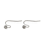 304 Stainless Steel Earring Hooks, with Rhinestone, Crystal, Stainless Steel Color, 21x17x4mm, 21 Gauge, Pin: 0.7mm(STAS-P237-14P)