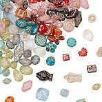 100Pcs 10 Colors Transparent Acrylic Beads, Golden Metal Enlaced, Mixed Shape, Mixed Color, 8.5~31x9~18x4.5~15mm, Hole: 1.4~4.3mm, 10pcs/color(TACR-PH0001-75)