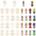 36Bags 9 Styles Unfinished Wooden Flower for Painting Arts, Pyrography, Home Decor, Flower, BurlyWood, 98~99x57~66x2mm, 4bags/style(WOOD-CJ0002-76)