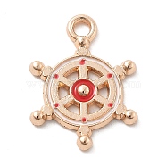 Alloy Pendants, with Enamel, Navy Style Charms, Anchor & Helm, 18x13.5x1.5mm, Hole: 1.8mm(ENAM-D285-05KCG-03B)