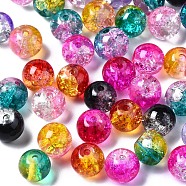 Transparent Crackle Baking Painted Glass Beads, Round, Mixed Color, 8~8.5x7~7.5mm, Hole: 1.2~1.6mm(DGLA-N033-10)