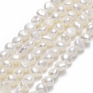 Natural Cultured Freshwater Pearl Beads Strands, Two Sides Polished, Linen, 4~5x5~6x2.5~3.5mm, Hole: 0.6mm, about 79~87pcs/strand, 13.98~14.17''(35.5~36cm)(PEAR-A005-05H-01)