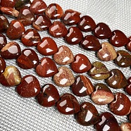 Natural Red Rainbow Jasper Beads Strands, Heart, 10x10mm, about 38pcs/strand(HEAR-PW0002-083-25)