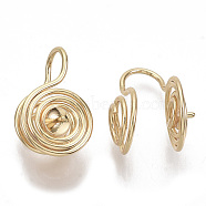 Brass Peg Bails Clip-on Earring Findings, For Half Drilled Beads, Nickel Free, Real 18K Gold Plated, 16x10x10mm, Pin: 0.7mm(KK-S355-034-NF)