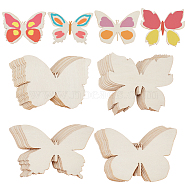 48Pcs 4 Style Unfinished Wood Cutouts, for DIY Painting Supplies, Butterfly, BurlyWood, 6.3~8x8.9~9x0.15cm, 12pcs/style(WOOD-GO0001-01)