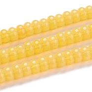 K9 Glass Beads Strands, Imitation Jade Glass Beads, Rondelle, Yellow, 8~8.5x4.5~5mm, Hole: 1.4mm, about 84pcs/Strand, 15.87 inch(40.3cm)(GLAA-K039-A04)