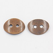 Brass Button Clasps, Nickel Free, Red Copper, about 10mm wide, 14mm long, 1mm thick, hole: 1mm(X-KK-G080-R-NF)
