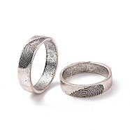 2Pcs 2 Size Alloy Heart Fingerprint Pattern Matching Couple Rings, Valentine's Day Jewelry for Lovers, Antique Silver, US Size 7 1/4(17.5mm) and US Size 8 1/2(18.5mm), 1Pc/size(RJEW-G268-01AS)