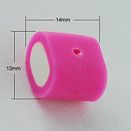 Handmade Polymer Clay Beads, Column, Deep Pink, 13~15.5x12.5~14x8.5~10.5mm, Hole: 1.5mm(CLAY-Q166-1)