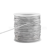 PandaHall Elite Jewelry Braided Thread Metallic Cords, Silver, 1.3~1.6mm, about 54.68 yards(50m)/roll(MCOR-PH0001-01B)