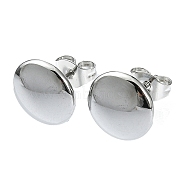 201 Stainless Steel Stud Earrings, with 304 Stainless Steel Pins, Plain Flat Round, Stainless Steel Color, 10mm(EJEW-K270-05P)