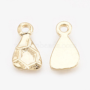 Brass Charms, Real 18K Gold Plated, teardrop, 9x5x1mm, Hole: 1mm(KK-S348-007)