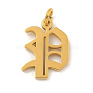 Ion Plating(IP) 304 Stainless Steel Charms, Laser Cut, Golden, Letter Charm, Letter P, 16x12mm, Hole: 3mm(STAS-I010-01G-P)