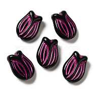 Opaque Acrylic Beads, Tulip, Black, 16x11.5x7mm, Hole: 2mm, about: 670pcs/500g(OACR-Z005-42)