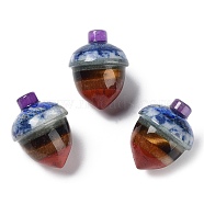 Chakra Gemstone Acorn Beads, for Half Drilled Beads, 25.5~26x20~20.5mm, Hole: 1mm(G-H288-02)