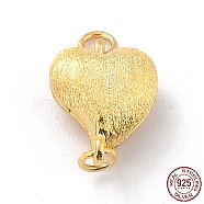 925 Sterling Silver Magnetic Clasps, With Jump Rings, Textured Heart, Golden, 12x9x5mm, Hole: 1.2mm(STER-A001-03G)