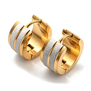 304 Stainless Steel Textured Hoop Earrings, Ring, Golden, 13x13.5x7mm(EJEW-P230-01B-G01)