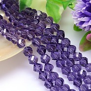 Faceted Polyhedron Imitation Austrian Crystal Bead Strands, Grade AAA, Medium Purple, 8mm, Hole: 0.9~1mm, about 50pcs/strand, 15.7 inch(G-M183-8mm-26A)