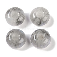 Resin European Beads with Glitter Powder, Large Hole Beads, Rondelle, Gray, 13.5x7.5mm, Hole: 5mm(RESI-F055-07A)