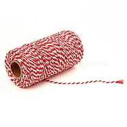 100M Macrame 2-Ply Cotton Braid Thread, with Spool, Round, Red, 2mm, about 109.36 Yards(100m)/Roll(MAKN-PW0001-097A-02)