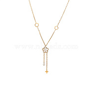Stainless Steel Flower Pendant Necklaces for Women, Golden, 17.72 inch(45cm)(ZK0151-1)