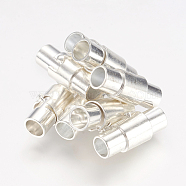 Brass Magnetic Screw Clasps, Column, Silver, 15x6mm, Hole: 4mm(X-MC078-S)