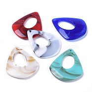Acrylic Pendants, Imitation Gemstone Style, teardrop, Mixed Color, 41x33.5x5mm, Hole: 1.5mm(X-OACR-S021-01)
