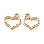Ion Plating(IP) 304 Stainless Steel Pendants, Heart Charm, Real 18K Gold Plated, 19x17.5x2mm, Hole: 3mm(STAS-B031-14G)