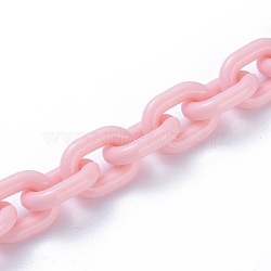 Acrylic Handmade Cable Chains, Oval, Pink, 19x14x4mm, about 39.37 inch(1m)/strand(AJEW-JB00527-04)