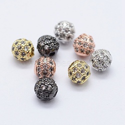 Brass Cubic Zirconia Beads, Round, Lead Free & Cadmium Free, Mixed Color, 4mm, Hole: 0.5mm(ZIRC-F001-31-4mm)