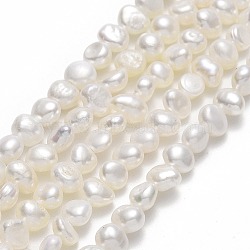 Natural Cultured Freshwater Pearl Beads Strands, Two Sides Polished, Linen, 4~5x5~6x2.5~3.5mm, Hole: 0.6mm, about 79~87pcs/strand, 13.98~14.17''(35.5~36cm)(PEAR-A005-05H-01)