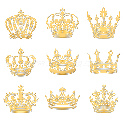 Nickel Decoration Stickers, Metal Resin Filler, Epoxy Resin & UV Resin Craft Filling Material, Crown Pattern, 40x40mm, 9 style, 1pc/style, 9pcs/set(DIY-WH0450-012)