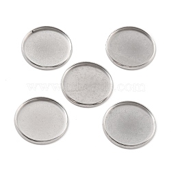 316 Surgical Stainless Steel Cabochon Tray Settings, Plain Edge Bezel Cups, Flat Round, Stainless Steel Color, 17.5x1.5mm(STAS-I187-06H-P)