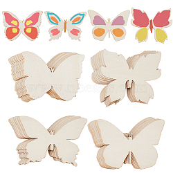 48Pcs 4 Style Unfinished Wood Cutouts, for DIY Painting Supplies, Butterfly, BurlyWood, 6.3~8x8.9~9x0.15cm, 12pcs/style(WOOD-GO0001-01)