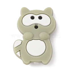 Raccoon Silicone Beads, DIY Nursing Necklaces and Bracelets Making, Chewing Pendants For Teethers, Light Grey, 31x22x8mm, Hole: 2mm(SIL-WH0002-84B)