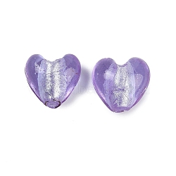 Handmade Lampwork Beads, Heart, Lilac, 14.5~15.5x15~15.5x9~10mm, Hole: 1.8mm(LAMP-Q005-06A)