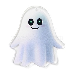 Halloween Theme Double Sided Printed Acrylic Pendants, Ghost, 49.5x44.5x3mm, Hole: 2mm(OACR-Z023-02K)