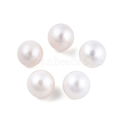 Natural Pearl Beads, No Hole/Undrilled, Round, Floral White, 8.5~9mm(PEAR-N020-F07)