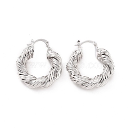 Brass Twist Rope Shape Hoop Earrings for Women, Platinum, 35.5x30.5x7.5mm, Pin: 0.5x1~1.5mm(EJEW-F303-07P)