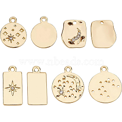 Alloy Pendants, with Crystal Rhinestone, Cadmium Free & Nickel Free & Lead Free, Flat Round with Star, Real 18K Gold Plated, 15x12x2mm, Hole: 1.5mm(FIND-BC0001-89)