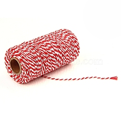 100M Macrame 2-Ply Cotton Braid Thread, with Spool, Round, Red, 2mm, about 109.36 Yards(100m)/Roll(MAKN-PW0001-097A-02)