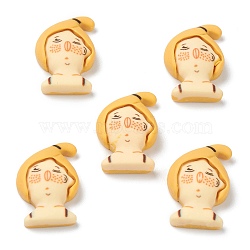 Resin Cabochons, Cartoon Character, Girl with Gold Hair, 21x15x6mm(X-CRES-G015-14)