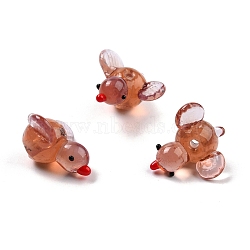 Handmade Lampwork Beads, Duck, Sienna, 20~24x20~22x7~10mm, Hole: 1.2~2mm(LAMP-I024-46B)