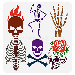 PET Hollow Out Drawing Painting Stencils, for DIY Scrapbook, Photo Album, Skull Pattern, 30x30cm(DIY-WH0391-0443)