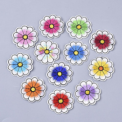 Computerized Embroidery Cloth Iron On/Sew On Patches, Costume Accessories, Appliques, Flower, Mixed Color, 40x40x1.5mm, about 12colors, 1color/10pcs, 120pcs/bag(AJEW-S076-006)