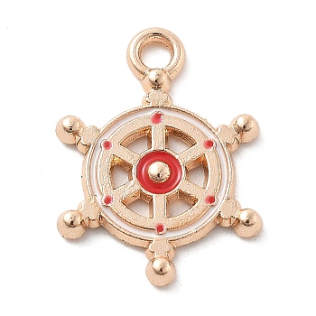 Alloy Pendants, with Enamel, Navy Style Charms, Anchor & Helm, 18x13.5x1.5mm, Hole: 1.8mm