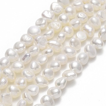 Natural Cultured Freshwater Pearl Beads Strands, Two Sides Polished, Linen, 4~5x5~6x2.5~3.5mm, Hole: 0.6mm, about 79~87pcs/strand, 13.98~14.17''(35.5~36cm)